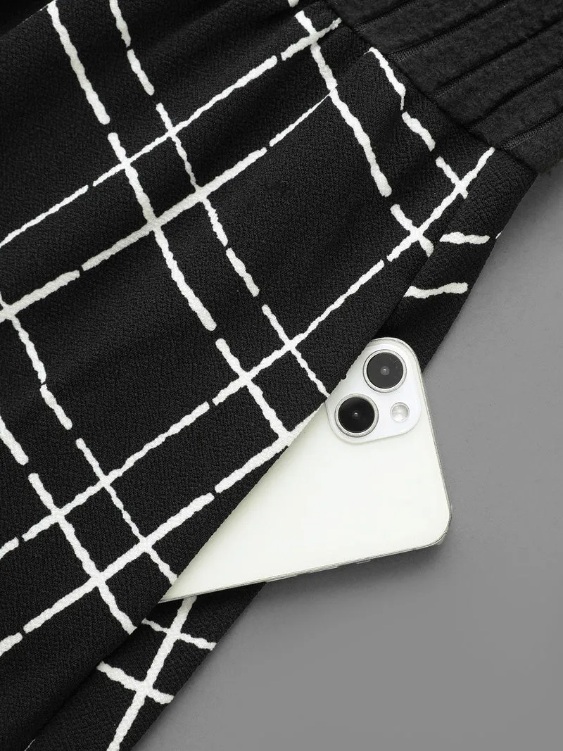 Plaid Patchwork Texture Ruffle Hem Dress