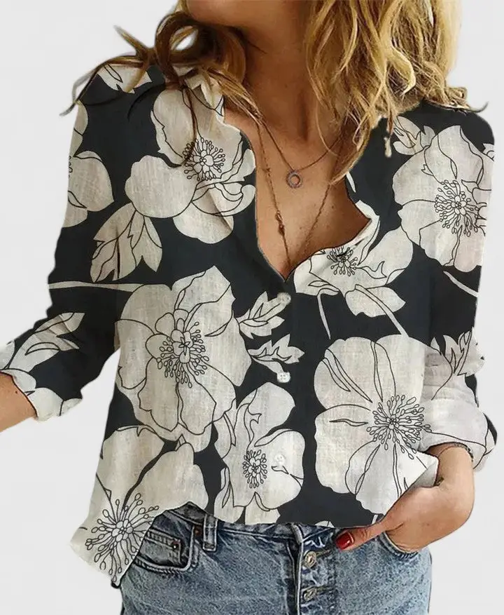 Women's Lightweight Linen Blouse | Soft Relaxed Fit Button Down Shirt