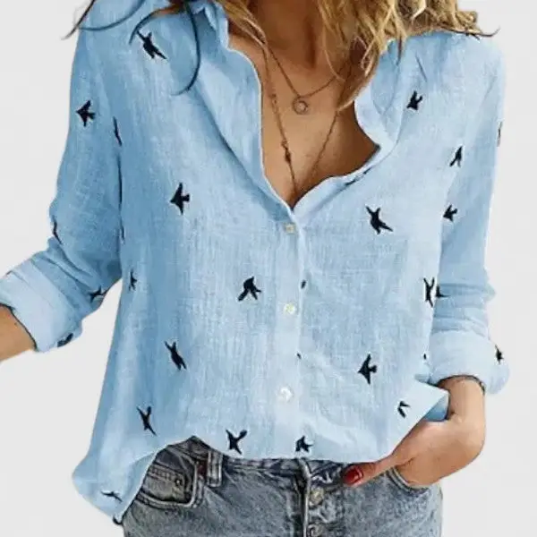 Women's Lightweight Linen Blouse | Soft Relaxed Fit Button Down Shirt