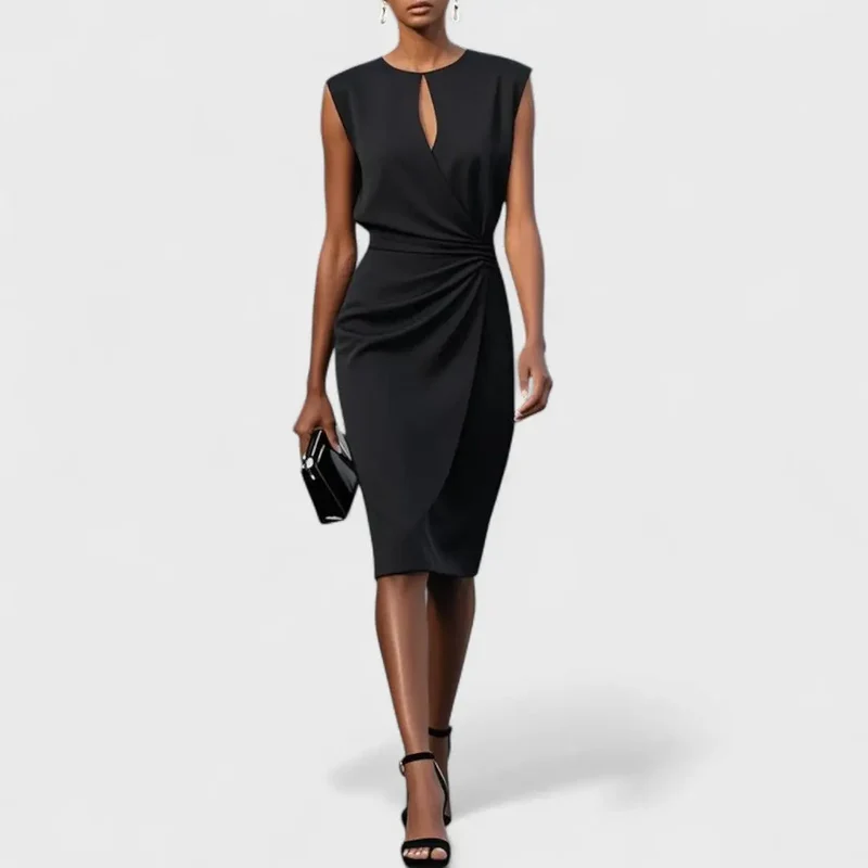 Women's Refined Fabric Midi Dress | Elegant Graceful Cocktail Dress