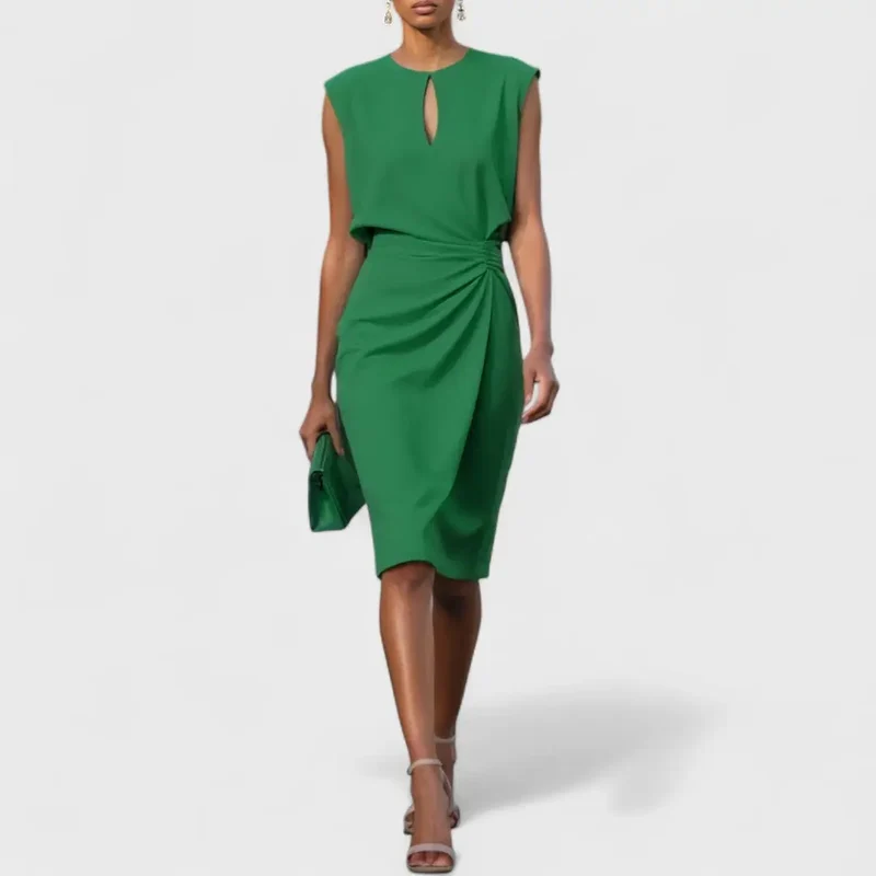 Women's Refined Fabric Midi Dress | Elegant Graceful Cocktail Dress