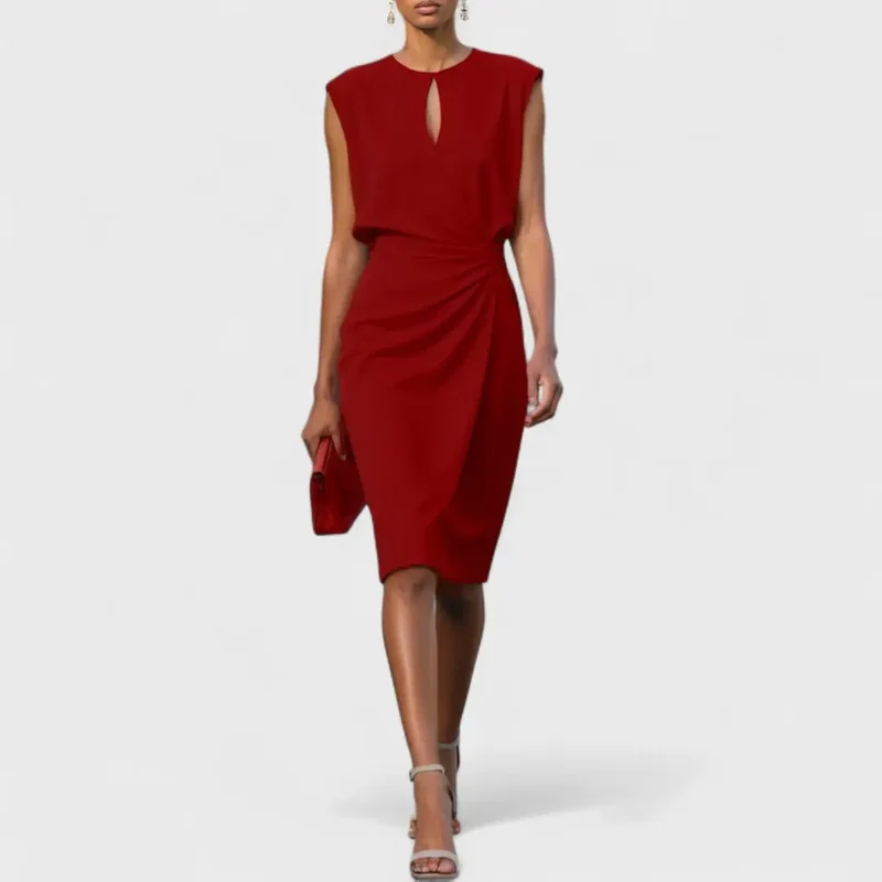 Women's Refined Fabric Midi Dress | Elegant Graceful Cocktail Dress
