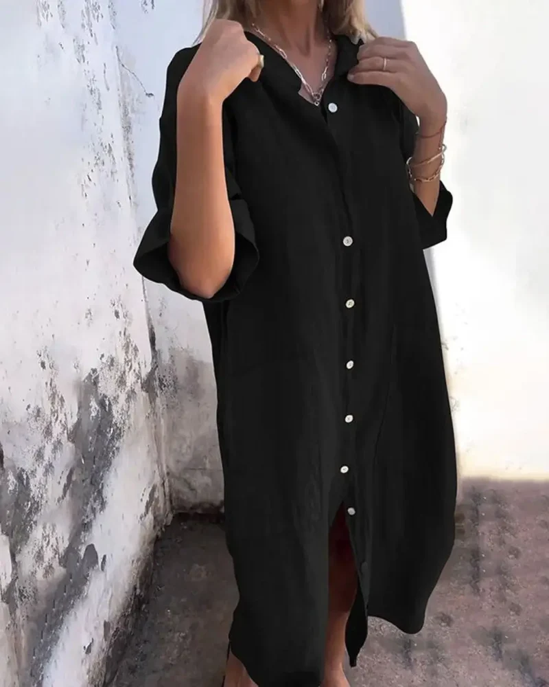 Women's Lightweight Cotton Shirt Dress | Relaxed Boho Style