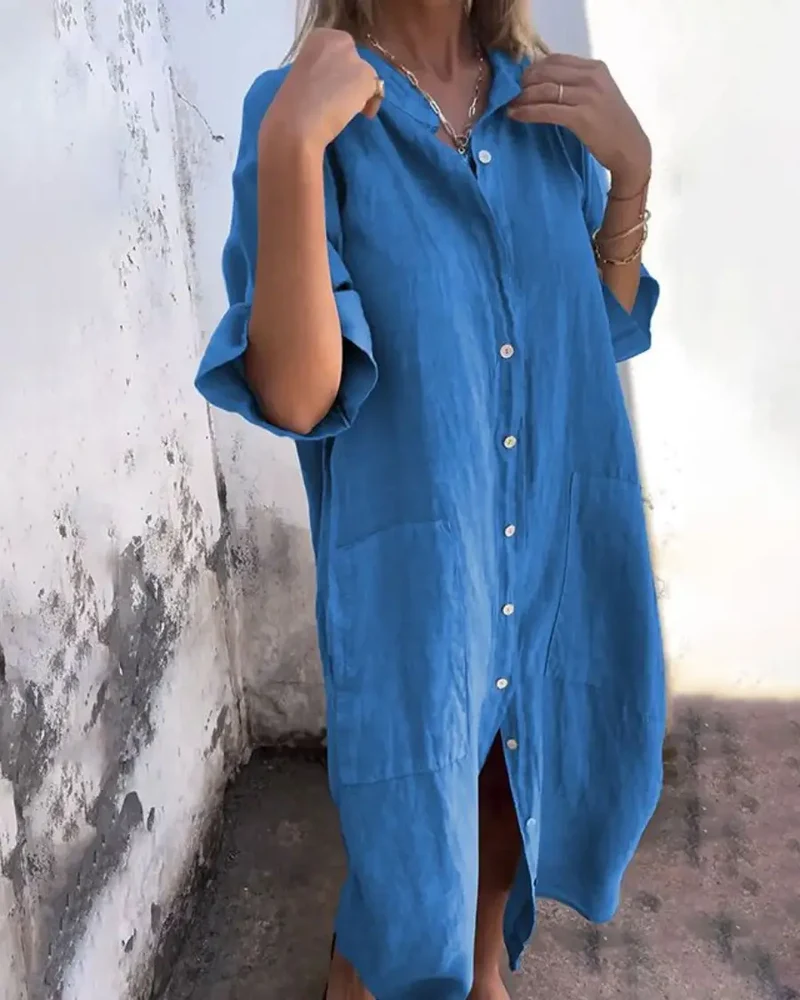 Women's Lightweight Cotton Shirt Dress | Relaxed Boho Style