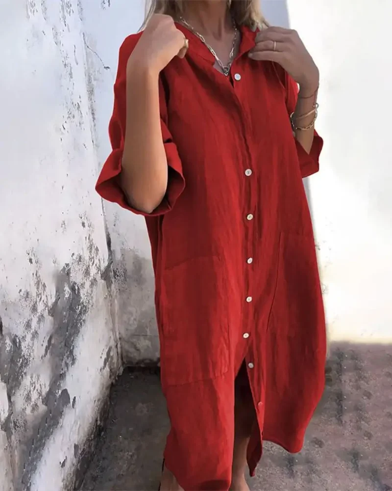 Women's Lightweight Cotton Shirt Dress | Relaxed Boho Style