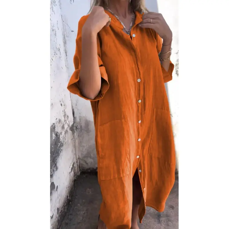 Women's Lightweight Cotton Shirt Dress | Relaxed Boho Style