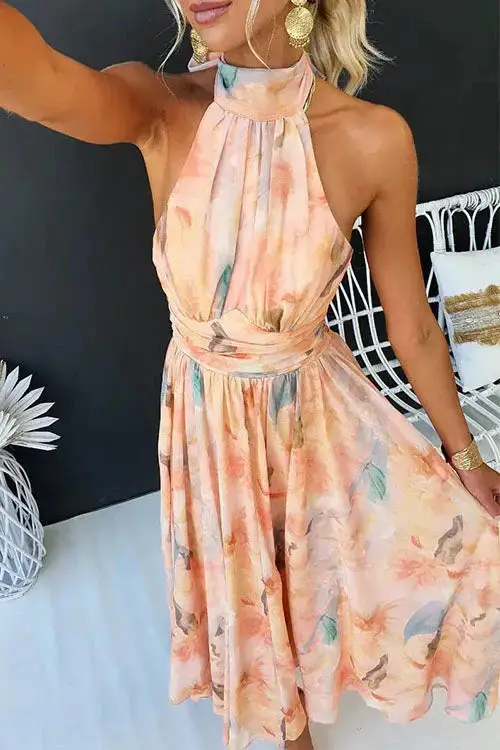 Women's Watercolour Maxi Dress | Flowing Elegant Summer Gown