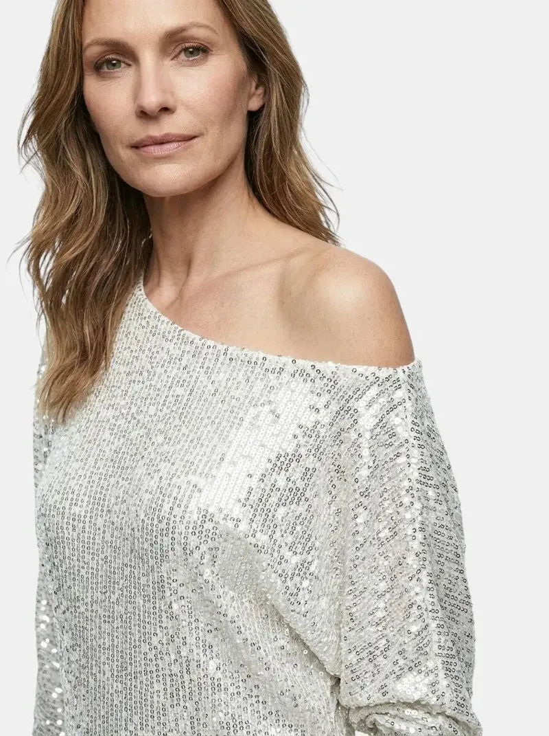 Women's Shimmering Sequined Mini Dress | Relaxed Fit Long Sleeve Cocktail Dress