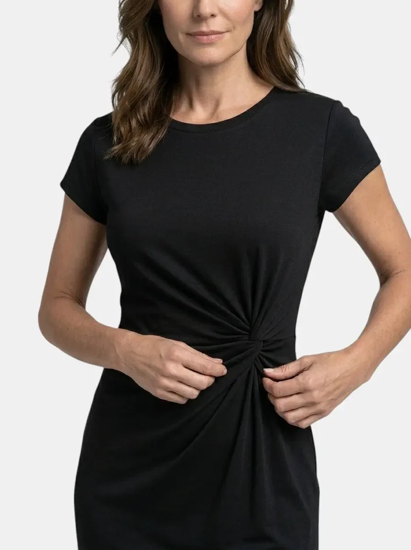 Women's Rich Fabric Bodycon Midi Dress | Elegant Sculpted Wrap Design for Formal Occasions