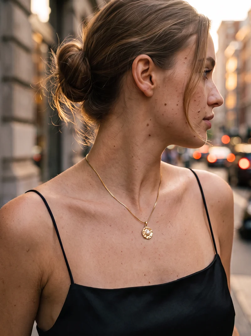 Collier Médaille et Perle Doré