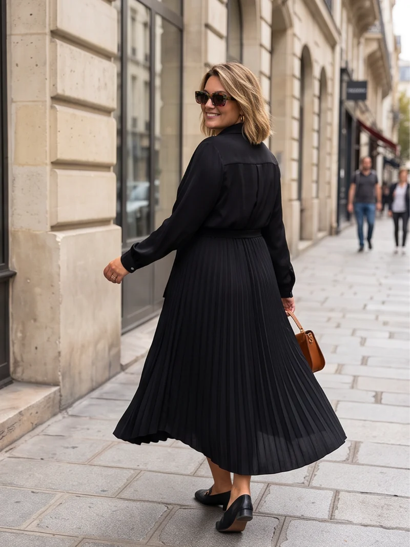 Robe Longue Angeline - Satin Plissé