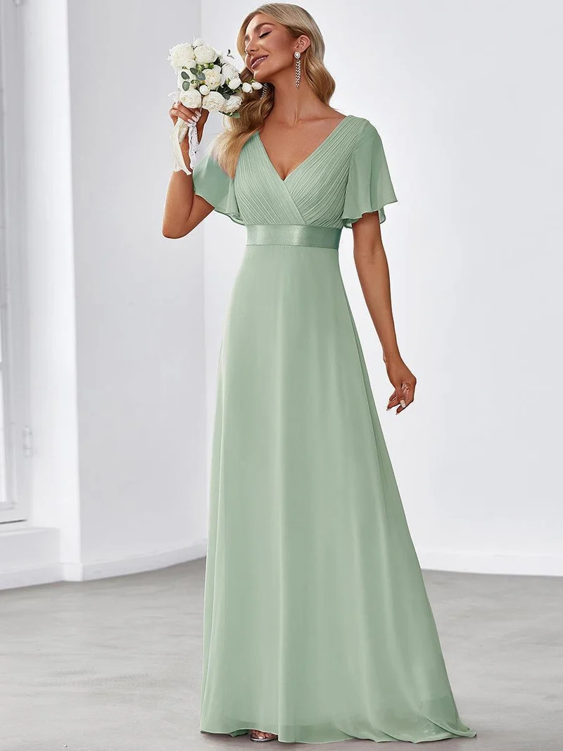 ever MONICA|Robe de soirée de mariage élégante en mousseline taille haute