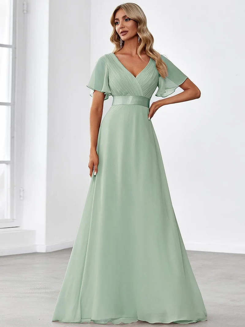 ever MONICA|Robe de soirée de mariage élégante en mousseline taille haute