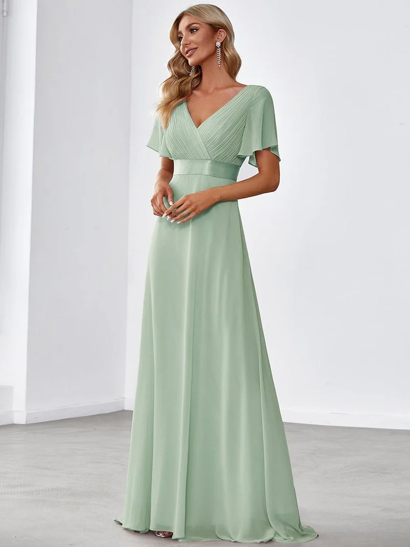 ever MONICA|Robe de soirée de mariage élégante en mousseline taille haute