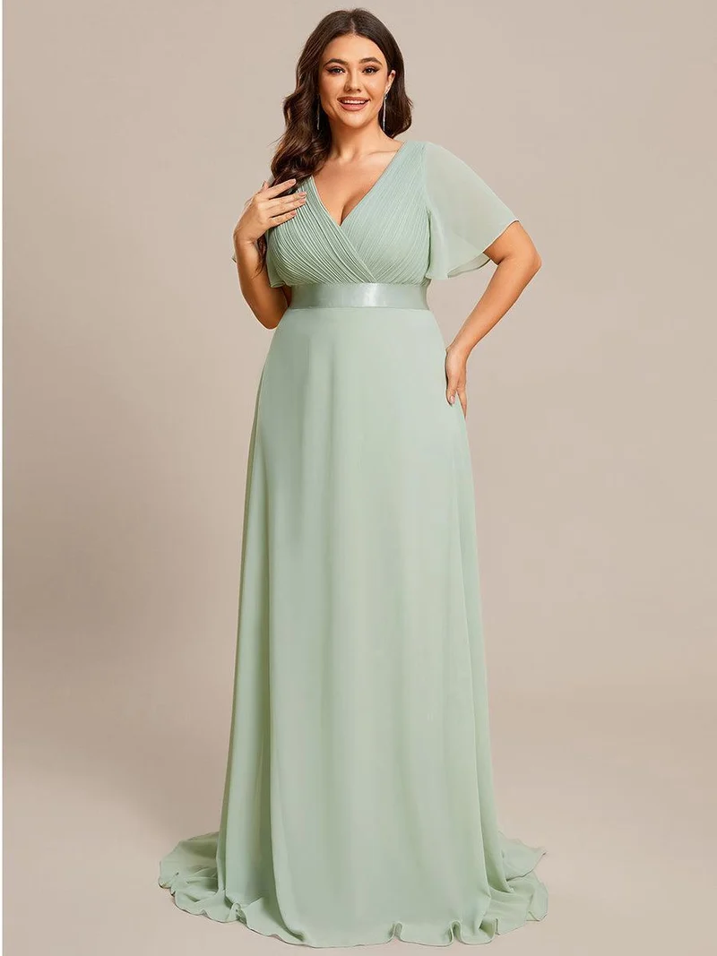 ever MONICA|Robe de soirée de mariage élégante en mousseline taille haute