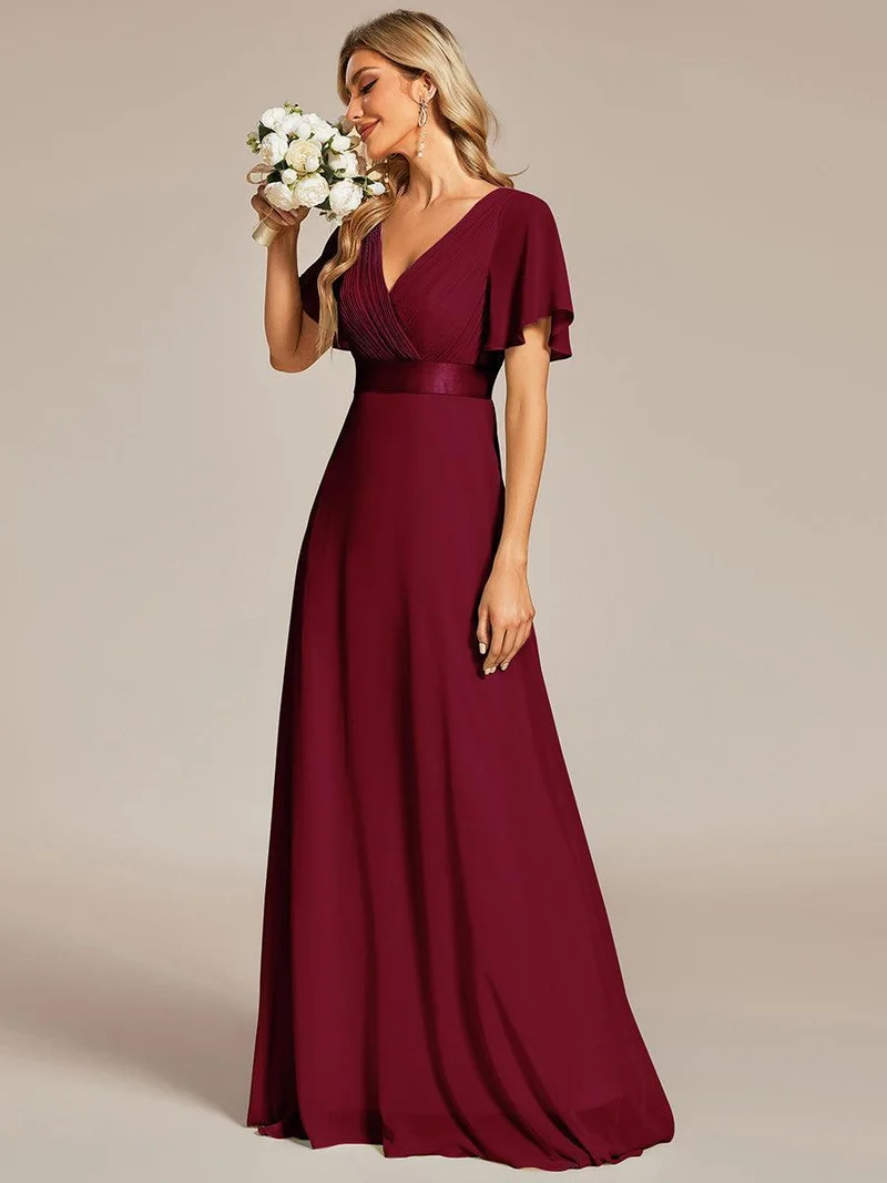 ever MONICA|Robe de soirée de mariage élégante en mousseline taille haute