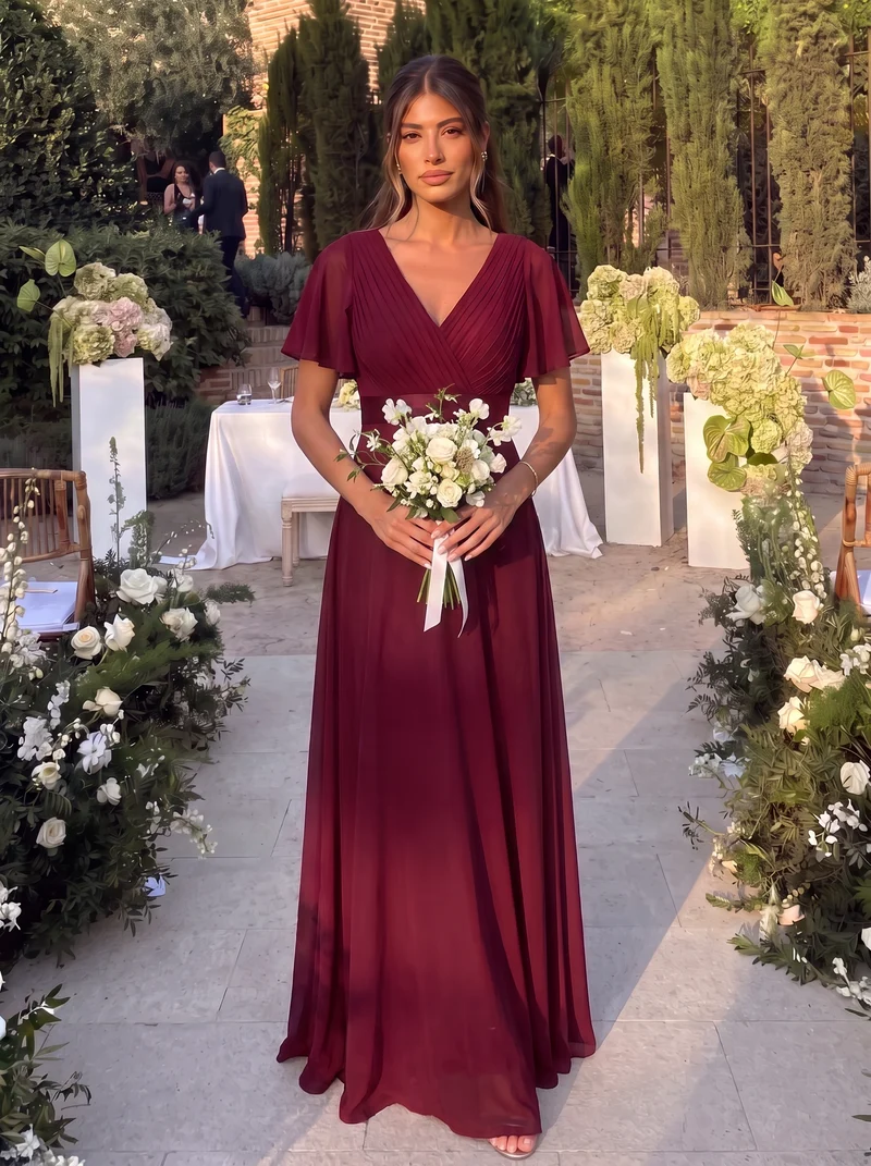 ever MONICA|Robes de demoiselle d'honneur en mousseline taille haute élégantes et fluides