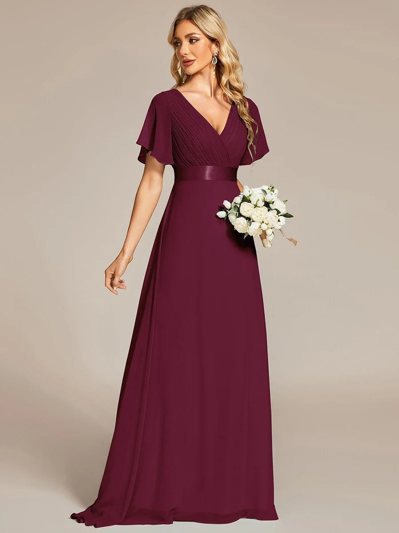 ever MONICA|Robe de soirée de mariage élégante en mousseline taille haute