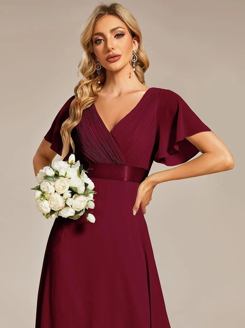 ever MONICA|Robe de soirée de mariage élégante en mousseline taille haute
