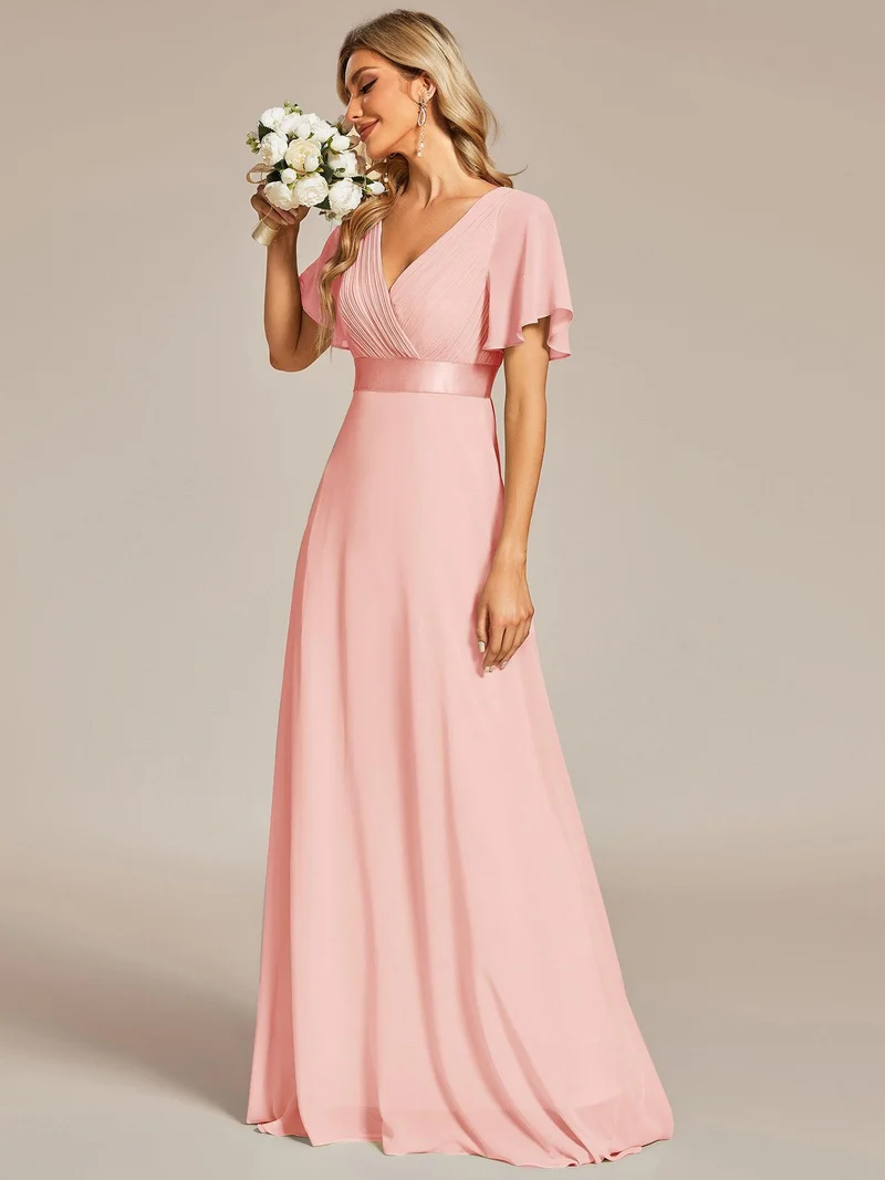 ever MONICA|Robe de soirée de mariage élégante en mousseline taille haute