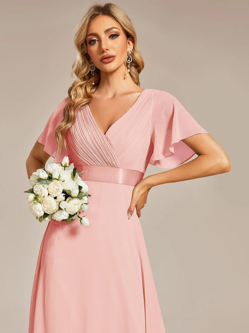 ever MONICA|Robe de soirée de mariage élégante en mousseline taille haute