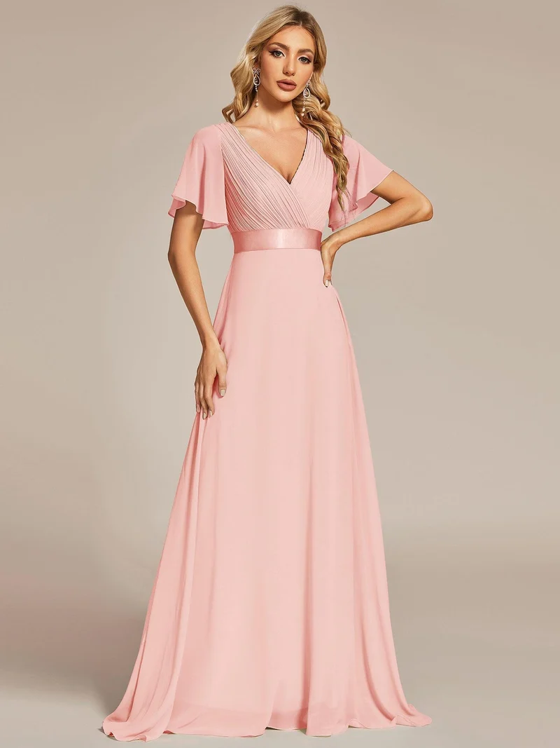 ever MONICA|Robe de soirée de mariage élégante en mousseline taille haute