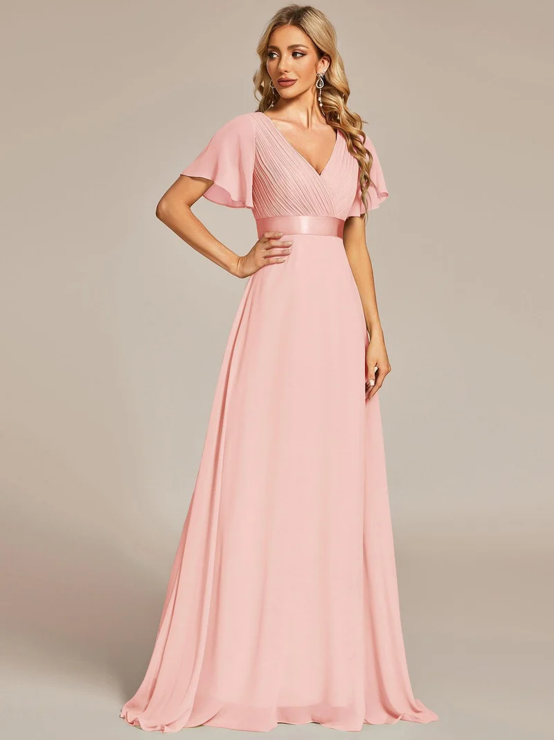 ever MONICA|Robe de soirée de mariage élégante en mousseline taille haute