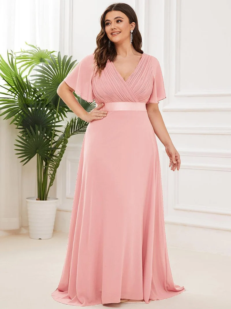 ever MONICA|Robe de soirée de mariage élégante en mousseline taille haute
