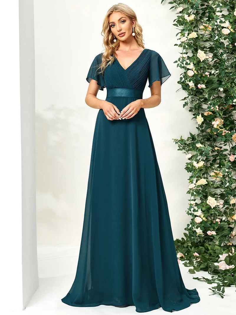 ever MONICA|Robe de soirée de mariage élégante en mousseline taille haute