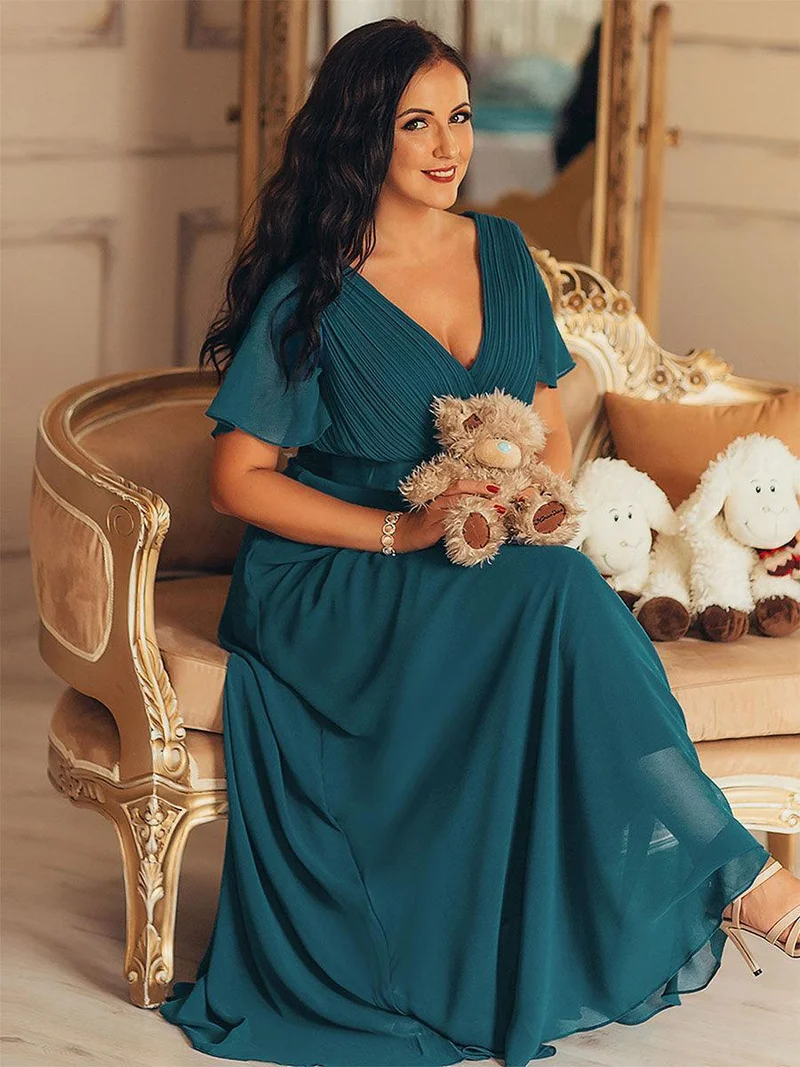 ever MONICA|Robe de soirée de mariage élégante en mousseline taille haute