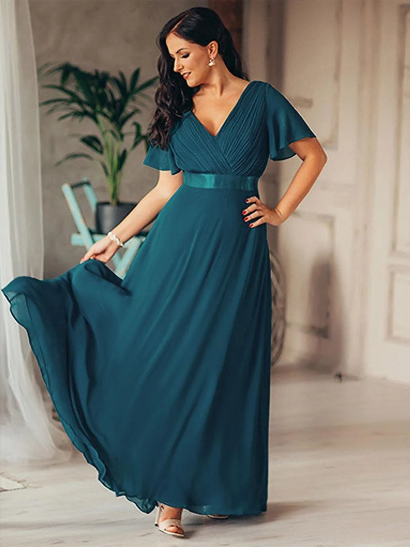 ever MONICA|Robe de soirée de mariage élégante en mousseline taille haute