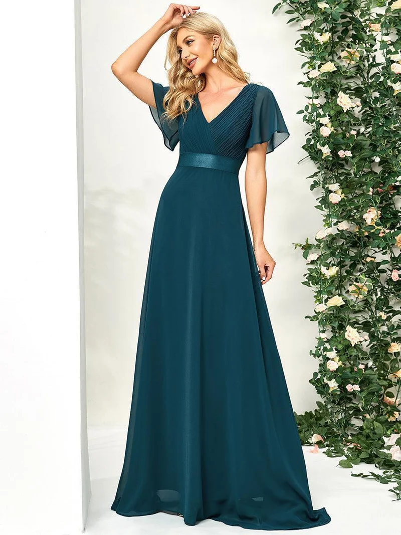 ever MONICA|Robe de soirée de mariage élégante en mousseline taille haute