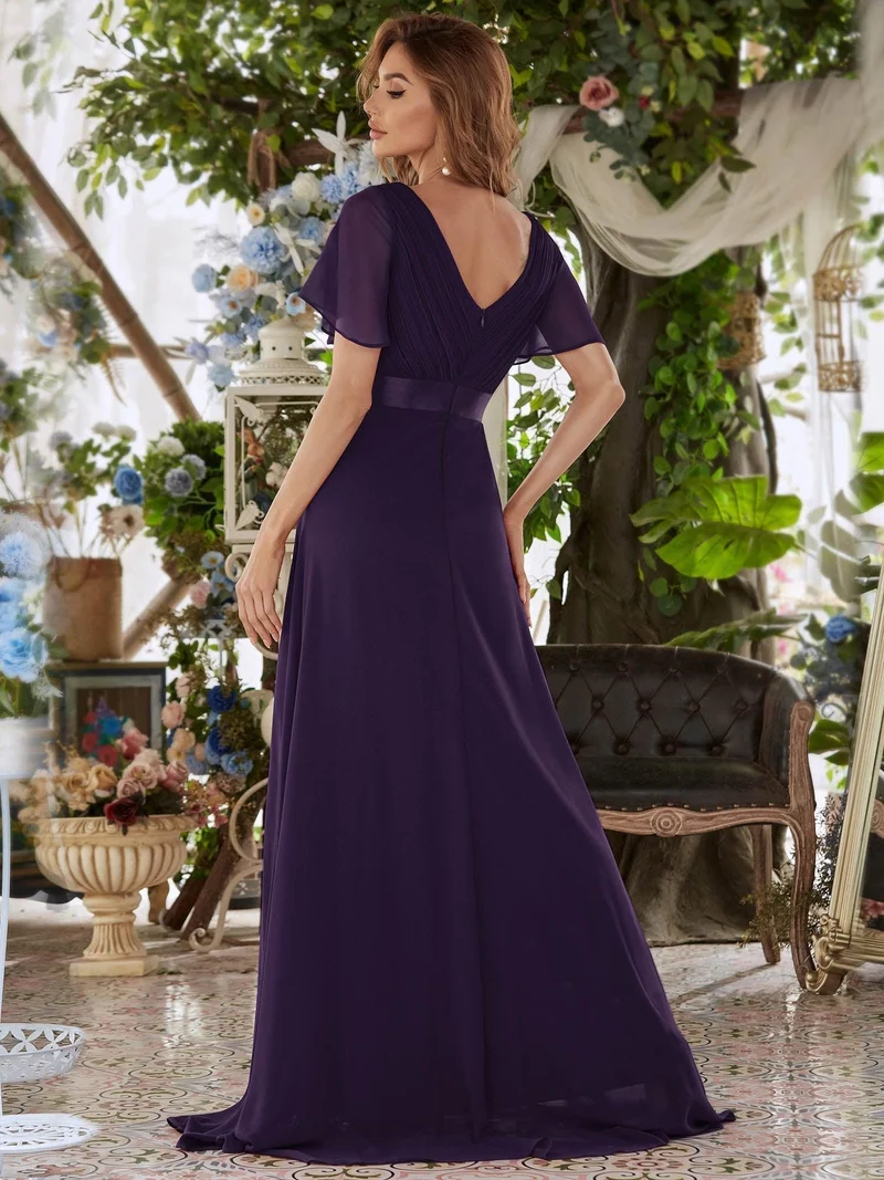 ever MONICA|Robe de soirée de mariage élégante en mousseline taille haute