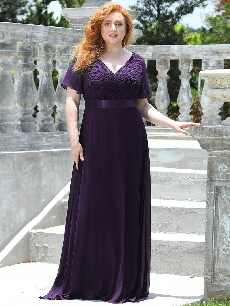 ever MONICA|Robe de soirée de mariage élégante en mousseline taille haute