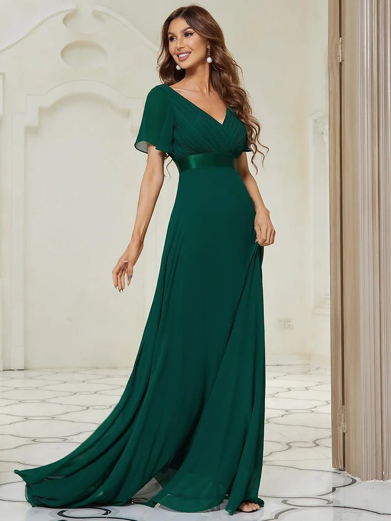 ever MONICA|Robe de soirée de mariage élégante en mousseline taille haute