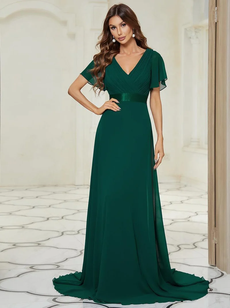 ever MONICA|Robe de soirée de mariage élégante en mousseline taille haute