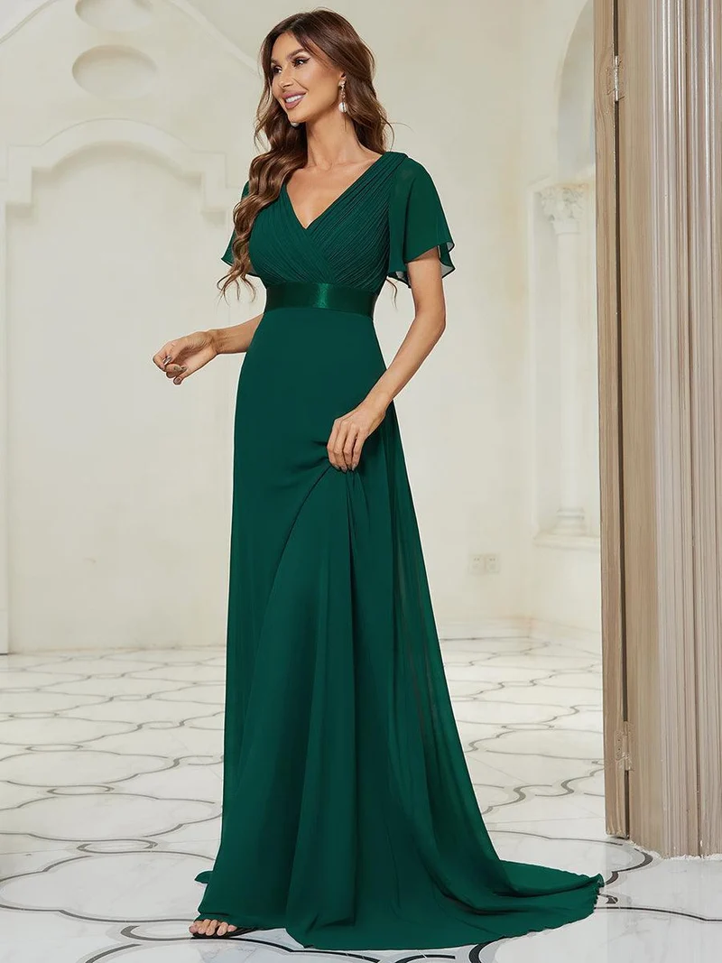 ever MONICA|Robe de soirée de mariage élégante en mousseline taille haute