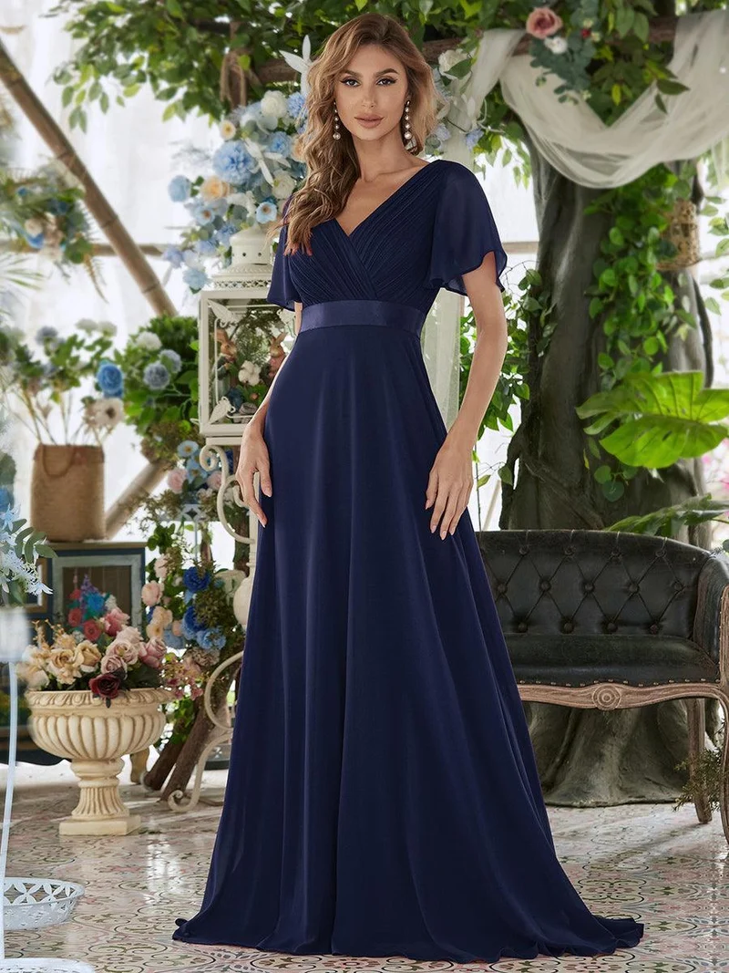 ever MONICA|Robe de soirée de mariage élégante en mousseline taille haute