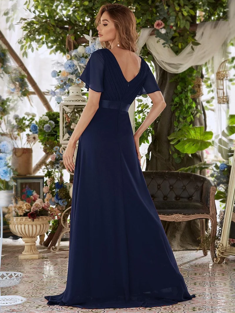 ever MONICA|Robe de soirée de mariage élégante en mousseline taille haute