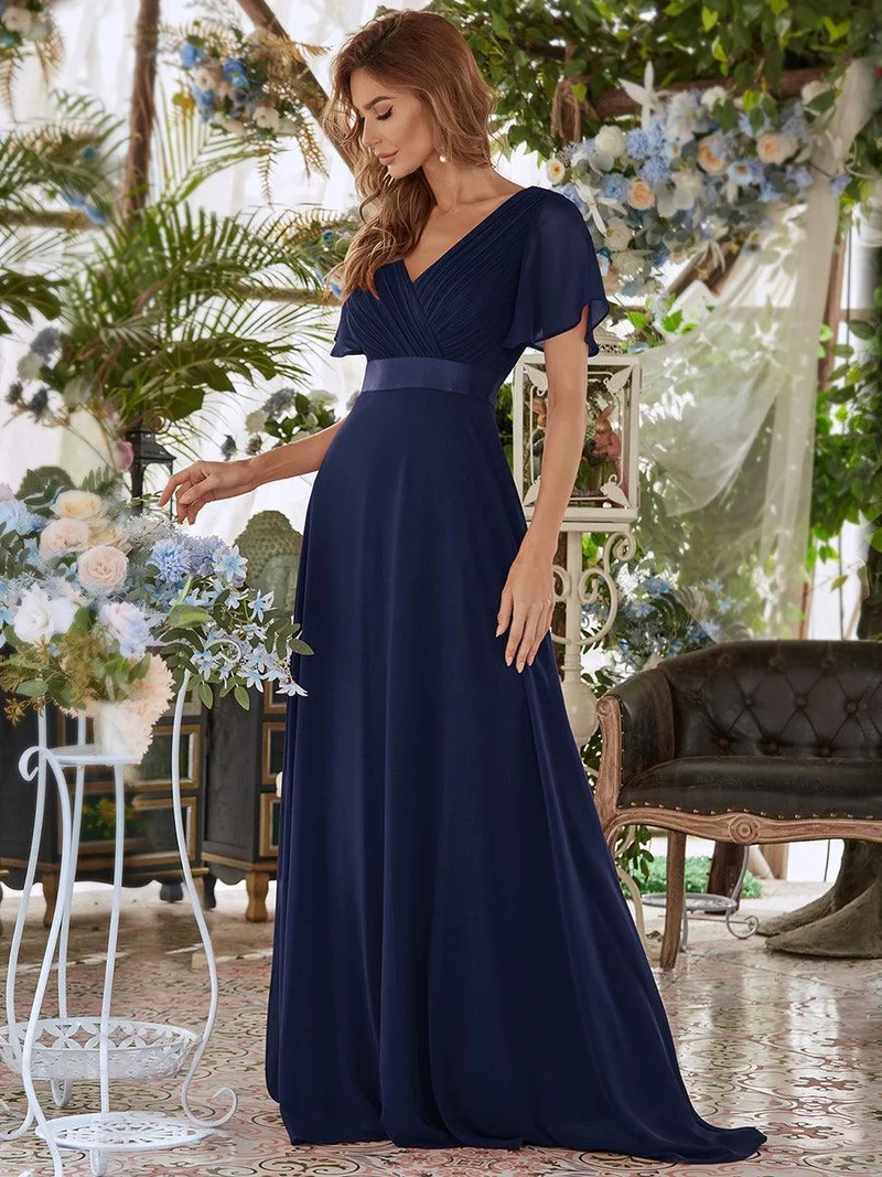 ever MONICA|Robe de soirée de mariage élégante en mousseline taille haute