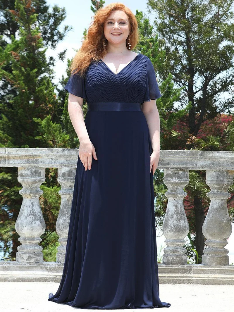 ever MONICA|Robe de soirée de mariage élégante en mousseline taille haute
