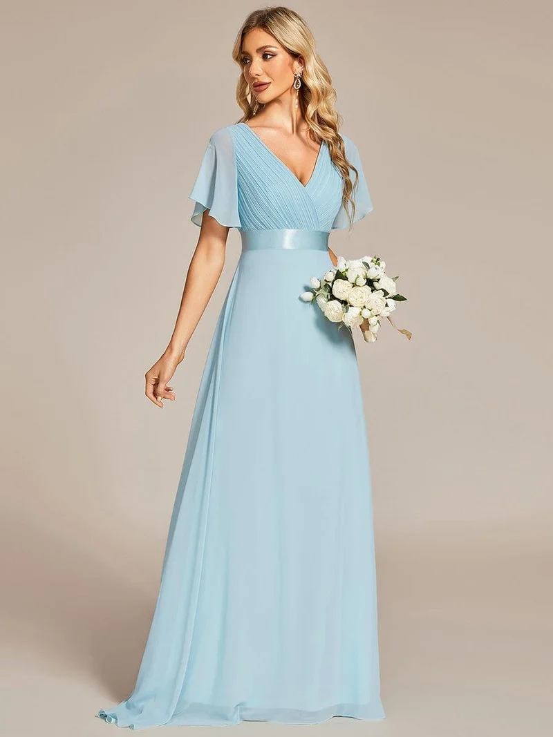 ever MONICA|Robe de soirée de mariage élégante en mousseline taille haute