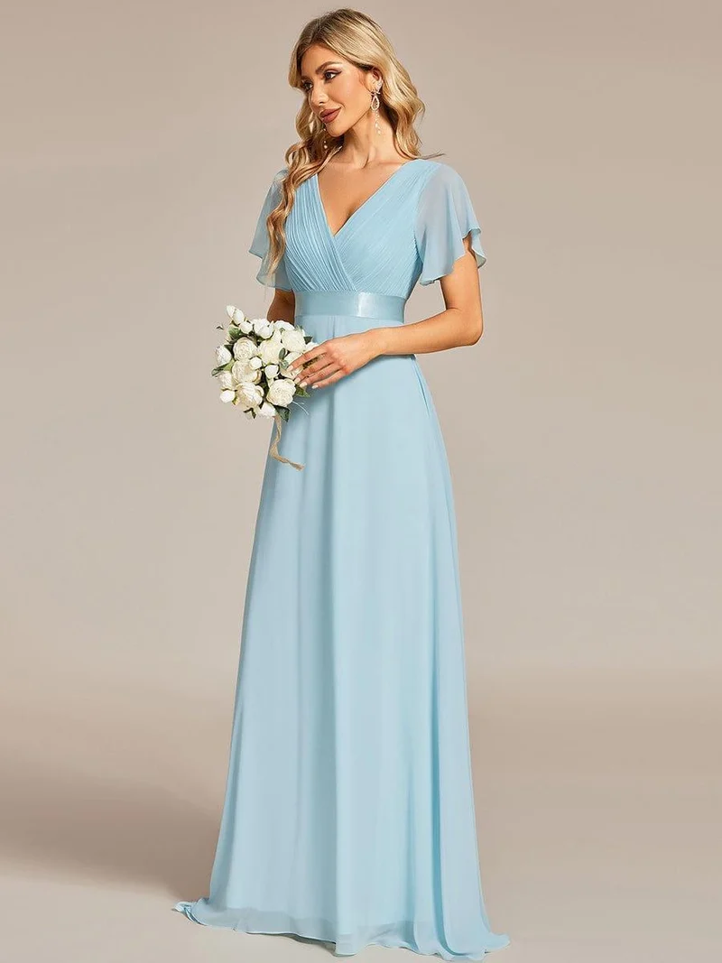 ever MONICA|Robe de soirée de mariage élégante en mousseline taille haute