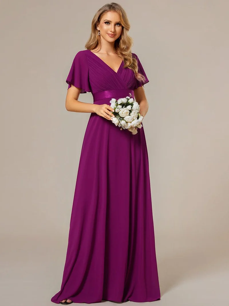 ever MONICA|Robe de soirée de mariage élégante en mousseline taille haute
