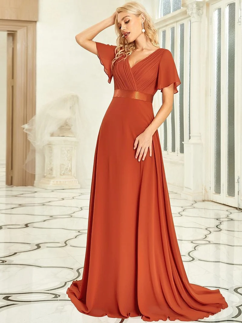 ever MONICA|Robe de soirée de mariage élégante en mousseline taille haute