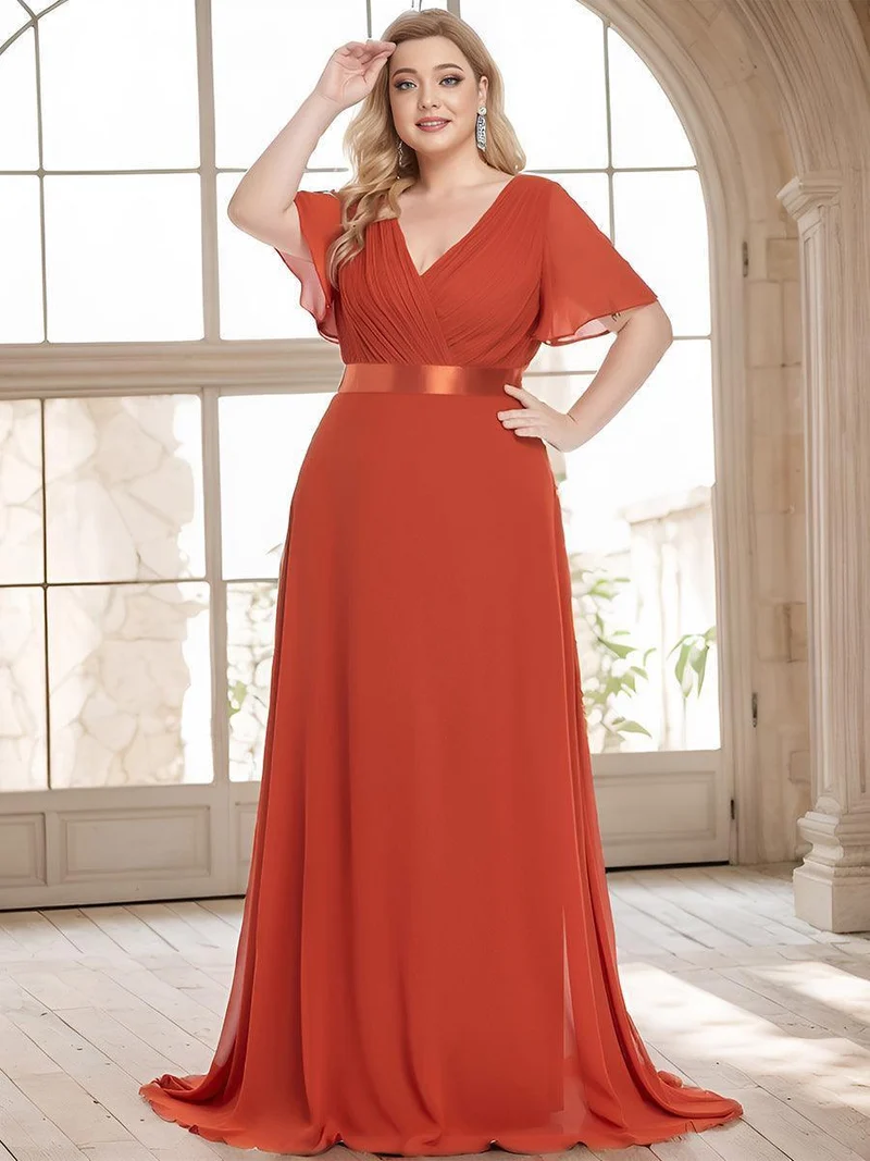 ever MONICA|Robe de soirée de mariage élégante en mousseline taille haute