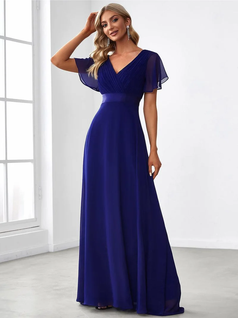ever MONICA|Robe de soirée de mariage élégante en mousseline taille haute