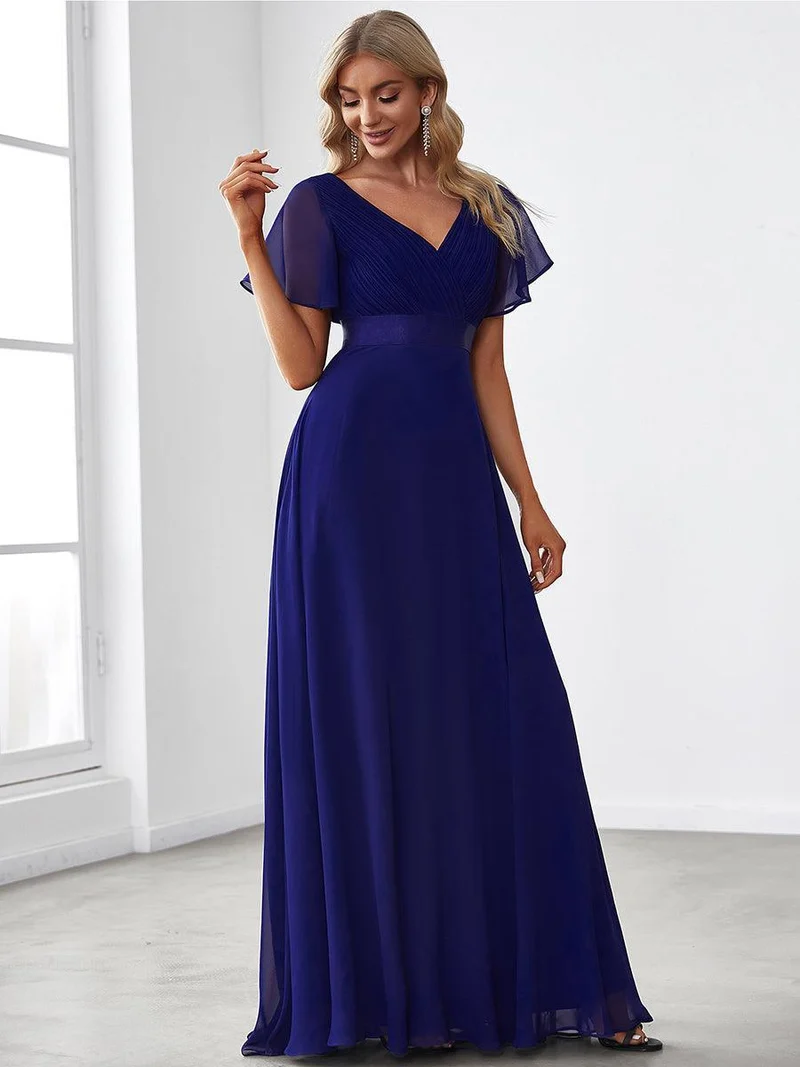 ever MONICA|Robe de soirée de mariage élégante en mousseline taille haute