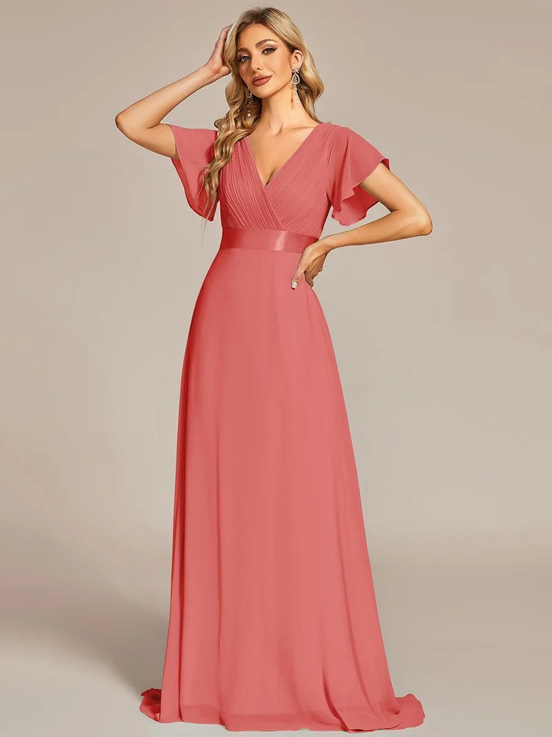 ever MONICA|Robe de soirée de mariage élégante en mousseline taille haute