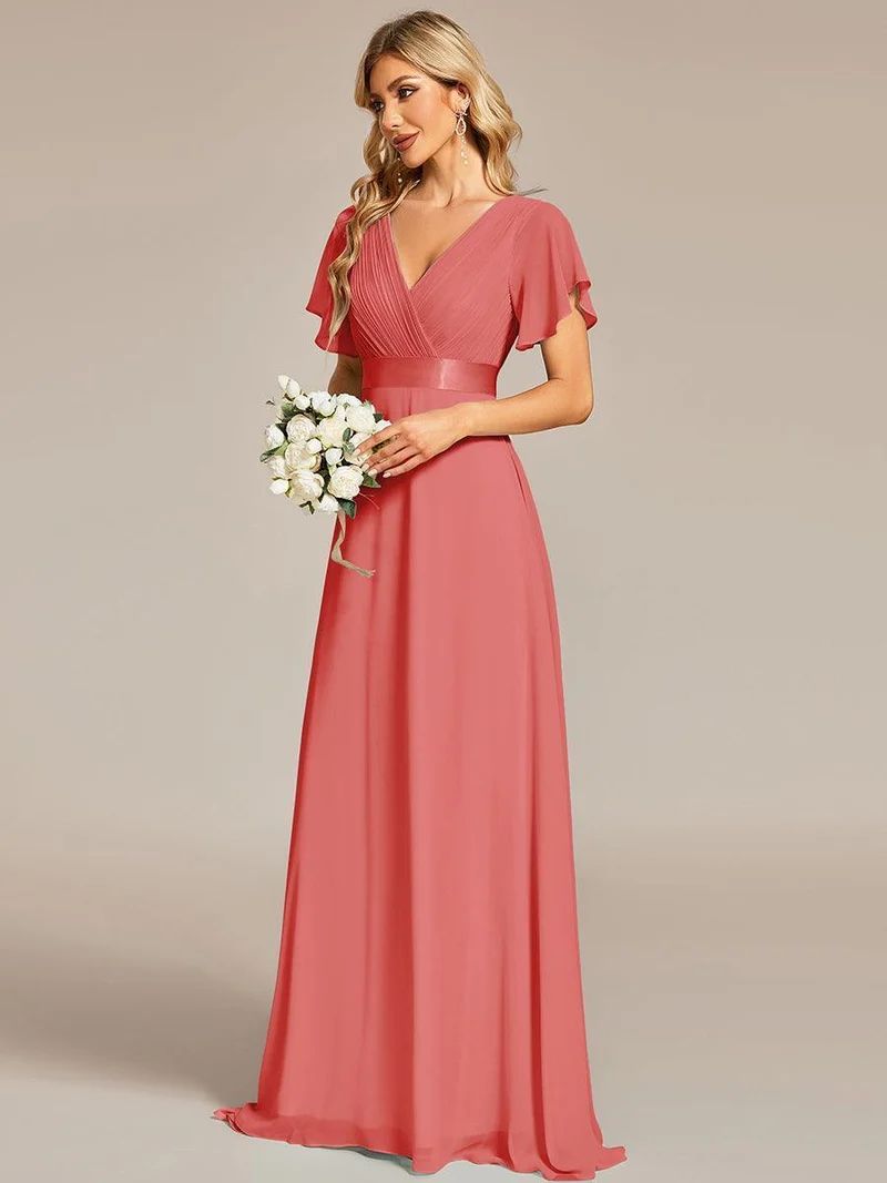 ever MONICA|Robe de soirée de mariage élégante en mousseline taille haute